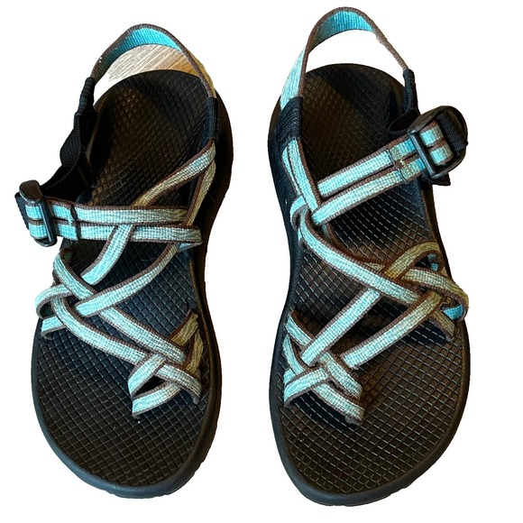Chaco Z/X 2 Classic Hiking Sandals Blue Brown‎ Black Vibram Soles Womens 6 - Picture 1 of 8